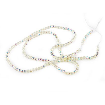 Skleněné korálky broušené ohňovky 2 mm s AB efektem, na šňůrce (Varianta 8 modrá azurová AB, Balení 1 sáček)