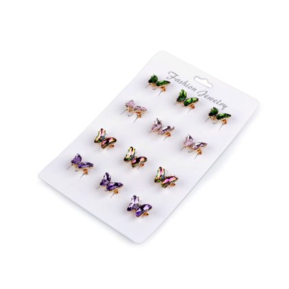 Brož s broušenými kameny motýl mini (Varianta 1 růžová nejsv., Balení 1 ks)