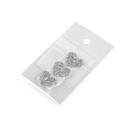 Nažehlovací srdce s kamínky (Varianta 1 stříbrná, Balení 3 ks)