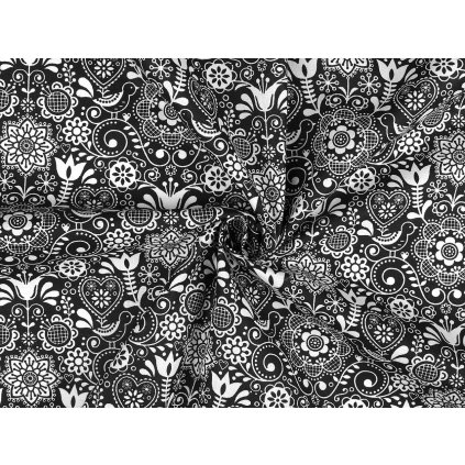 Bavlněná látka / plátno folklor (Varianta 3 (59) modrá tmavá, Balení 1 m)