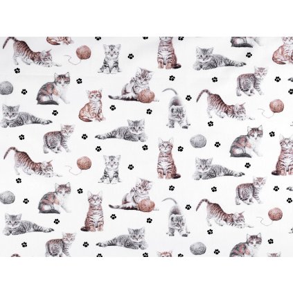 Bavlněná látka / plátno kočky (Varianta 2 (22280-2) šedá, Balení 1 m)