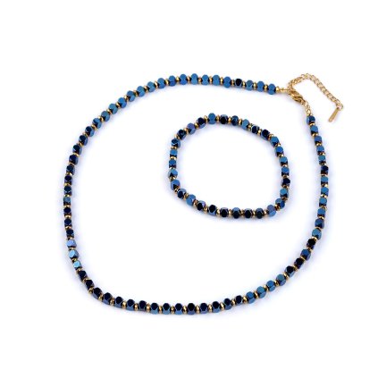 Sada náhrdelník a náramek hematitový (Varianta 1 modrá, Balení 1 sada)