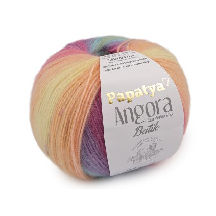 Pletací příze Papatya Angora Batik 100 g (Varianta 4 (62) modrofialová hořčicová, Balení 1 ks)