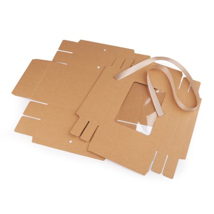 Papírová krabička s průhledem a stuhou