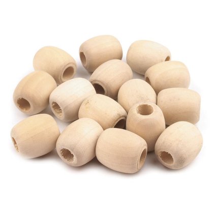 Dřevěné korálky nelakované oválek 18x20 mm (Varianta 1 přírodní, Balení 500 ks)