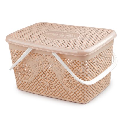 Plastový košík s víkem 20x35 cm (Varianta 1 pudrová, Balení 1 ks)