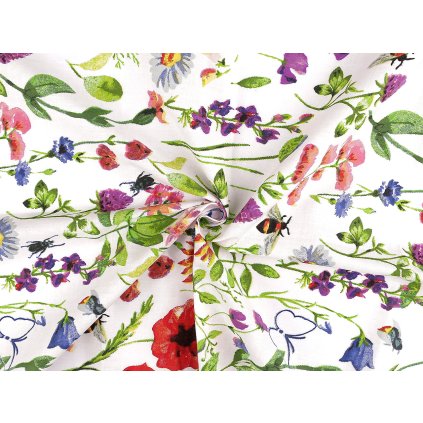 Bavlněná látka / plátno luční květy šíře 220 cm