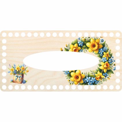 Víko na kapesníky - Jarní věnec narcisů