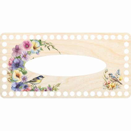 Víko na kapesníky Ptáčci s květy