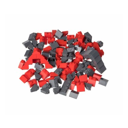 Kreativní set střešní prvky červená a tmavě šedá 120 ks