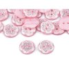 Knoflík květ s glitry velikost 20" (Varianta 2 růžová sv. stříbrná, Balení 50 ks)