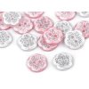 Knoflík květ s glitry velikost 20" (Varianta 2 růžová sv. stříbrná, Balení 50 ks)