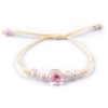 Náramek shamballa s korálky a květem (Varianta 1 růžová, Balení 1 ks)
