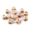 Dřevěné korálky kostka slon, srdce, hvězda 14x14 mm (Varianta 2 přírodní srdce, Balení 10 ks)