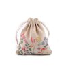 Dárkový pytlík jarní 10x13 cm lněný s květy (Varianta 2 režná, Balení 1 ks)