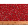 Bavlněná látka / plátno s řidší vazbou květinky (Varianta 1 červená, Balení 1 m)