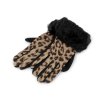 Dámské rukavice s kožešinou zvířecí vzor, dotykové