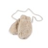 Dětské kožešinové rukavice palčáky s tlapkou a šňůrou (Varianta 1 krémová nejsvět., Balení 1 pár)
