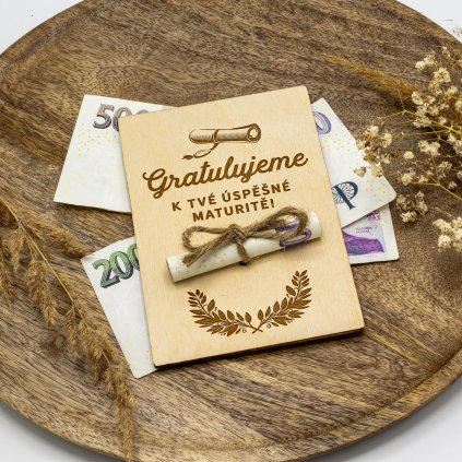 1762 drevena karta na penize gratulujeme k maturite