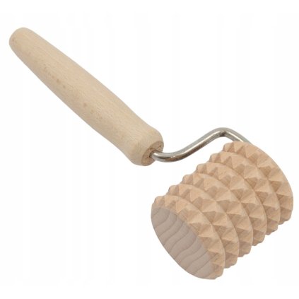 Walek drewniany z raczka z kolcami maly 18cm do nakluwania ciasta Stan opakowania oryginalne