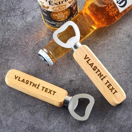 Dřevěný otvírák na pivo - Vlastní text nebo logo