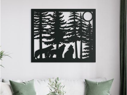 Holzbild WÖLFE (Bildabmessungen 22,5 x 27 cm, Bildfarbe Grau)