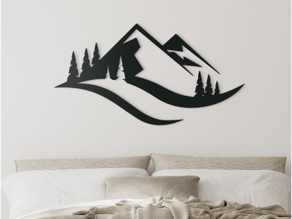 52524 minimalistisches bild berge und wald