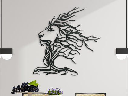Holzsticker LÖWE (Bildabmessungen 89 x 88,5 cm, Bildfarbe Grau)
