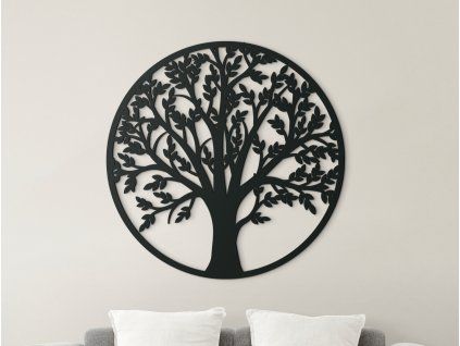 Rundes Bild BLÜHENDER BAUM (Bildabmessungen 89 x 89 cm, Bildfarbe Grau)