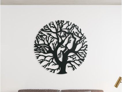Rundes Holzbild BAUM (Bildabmessungen 89 x 89 cm, Bildfarbe Grau)