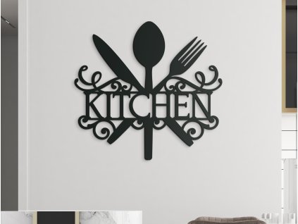 53448 holzaufschrift kitchen mit besteck und dekor