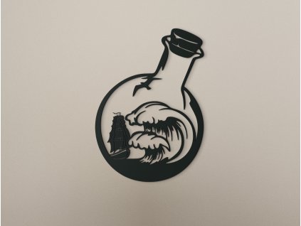 Holzsticker für die Wand FLASCHE IM MEER