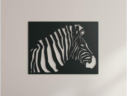 Hölzernes Wandbild ZEBRA (Bildabmessungen 22,5 x 30 cm, Bildfarbe Grau)