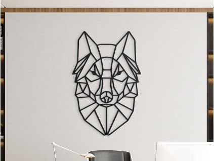 Holzsticker POLYGONALER WOLF (Bildabmessungen 31,5 x 20,5 cm, Bildfarbe Grau)