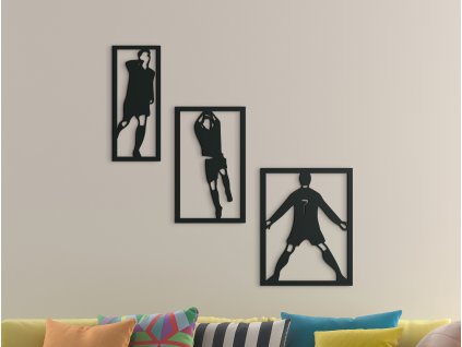3-teiliges Holzbild FUSSBALLSPIELER