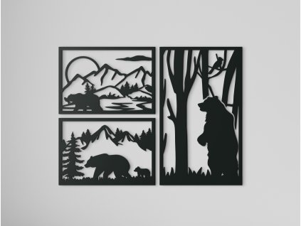 3-teiliges Bild BÄREN-TRIPTYCHON