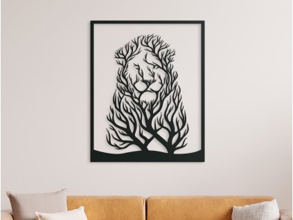 3D-Wandbild LÖWE UND BÄUME