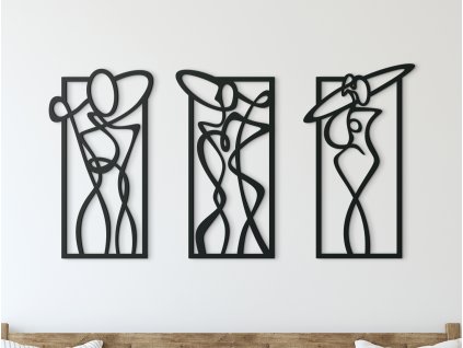 3-teiliges avantgardistisches Bild DREI DAMEN