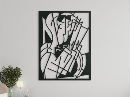 Kubistisches Wandbild DIRIGENT (Bildabmessungen 43,5 x 32,5 cm, Bildfarbe Grau)