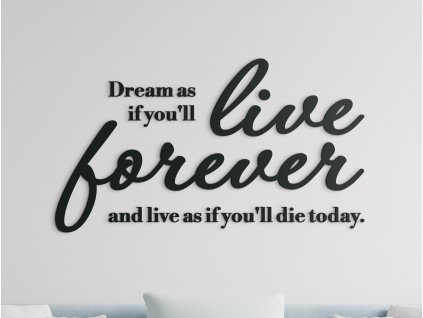 Holzzitat Dream as if you’ll live forever