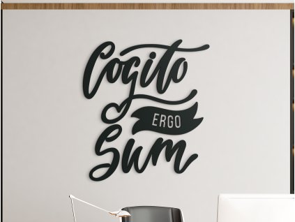 Holzdekoration Cogito ergo sum