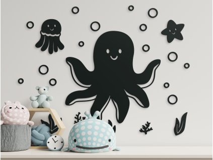Set aus Kinderstickern für die Wand UNTERWASSERWELT (23 Stück)