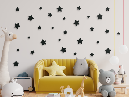 Set mit Kinderstickern KLEINE STERNE (30 Stück) (Bildfarbe Grau)