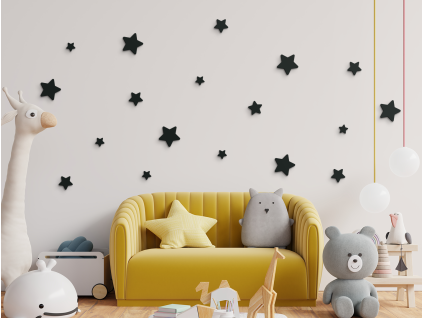 Set mit Kinderstickern KLEINE STERNE (18 Stück) (Bildfarbe Grau)