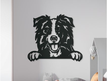 Holzbild Border Collie