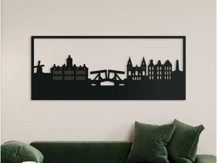 Bild Amsterdam (Bildabmessungen 25,5 x 62 cm, Bildfarbe Grau)
