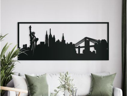 Bild New York (Bildabmessungen 25,5 x 62 cm, Bildfarbe Grau)