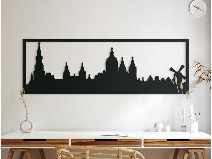 Panoramabild Amsterdam (Bildabmessungen 20,5 x 62 cm, Bildfarbe Grau)