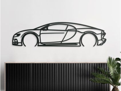Modernes Wandbild Bugatti Chiron (Bildabmessungen 15,5 x 60 cm, Bildfarbe Grau)