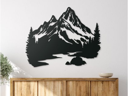 Holzbild für die Wand BERG UND FLUSS